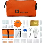 Moduł First Aid zawiera: Apteczka, Maseczka do sztucznego oddychania, Koc termiczny, Lampa alarmowa, Notes z ołówkiem​, Kamizelka odblaksowa