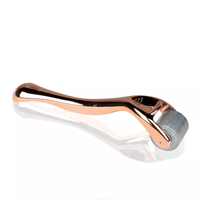 Derma roller do mezoterapii rose gold 1,5 mm 192 igły tytanowe