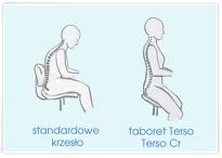 Kształt taboretu siodła Terso Cr zapewnia Twojemu kręgosłupowi odpowiednią pozycję.