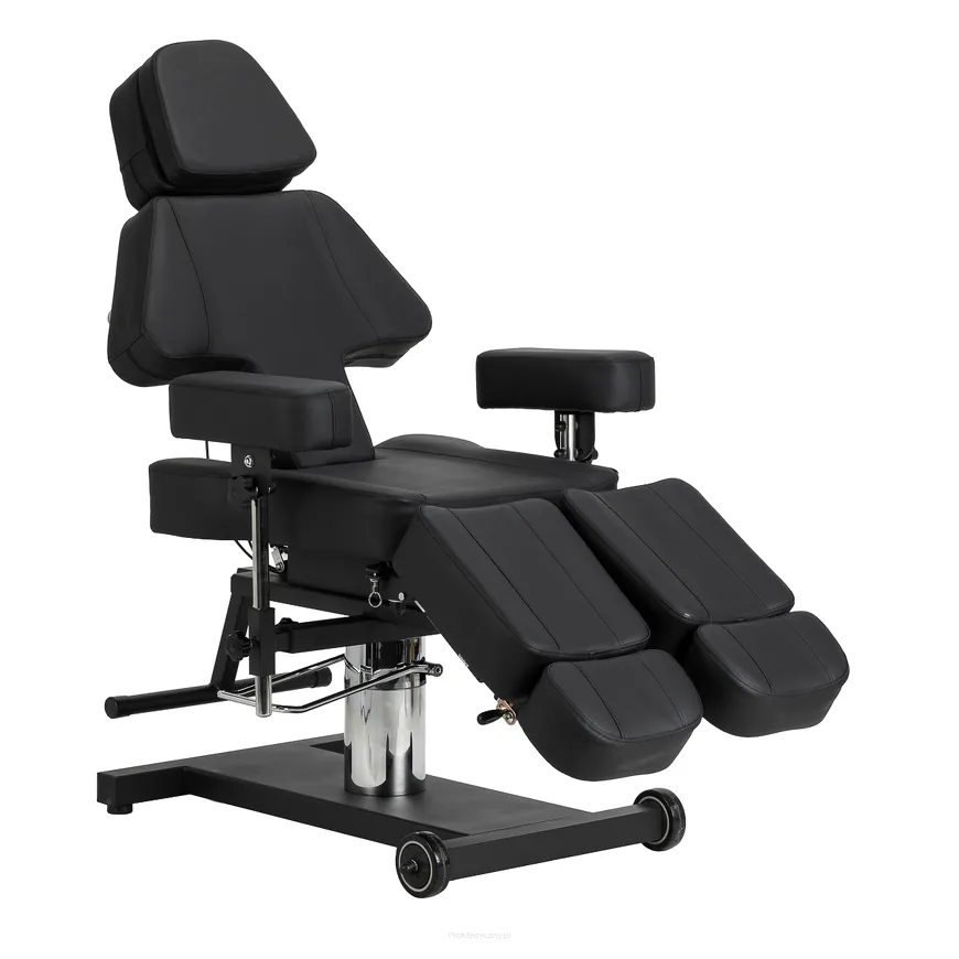 Fotel hydrauliczny do tatuażu Pro Ink 605 płynna regulacja czarny