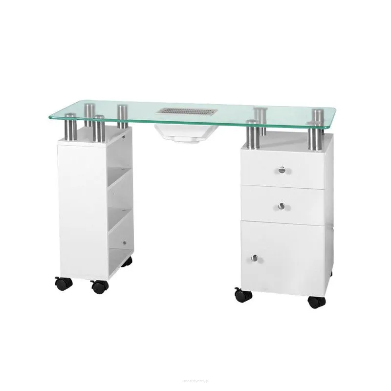 Biurko Glass 013B z pochłaniaczem AM-8A białe