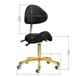 Taboret kosmetyczny Giovanni 1004 czarny ze złotą podstawą - 9
