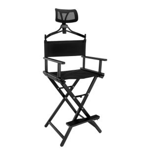 Krzesło do makijażu Look aluminiowe z zagłówkiem czarne