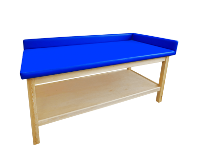 Drewniany stół rehabilitacyjny SR-F p+ z półką i burtami bocznymi