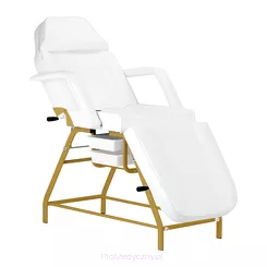Fotel kosmetyczny 557G z kuwetami złoto biały